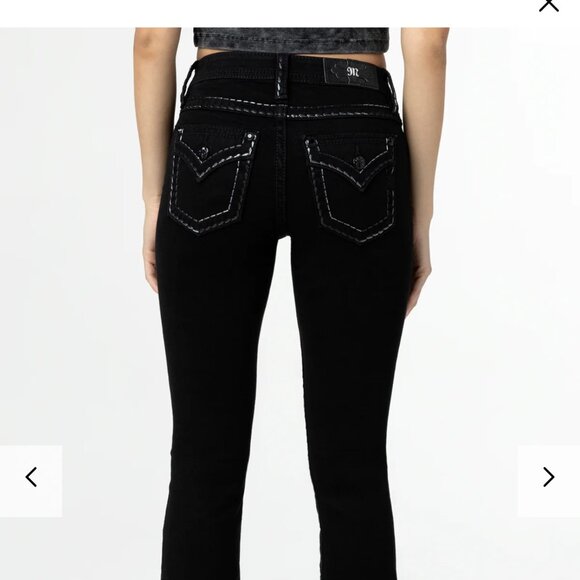 Miss Me Silver Metallic Classic Bootcut Jeans ~ 23 SHORT - Picture 2 of 5